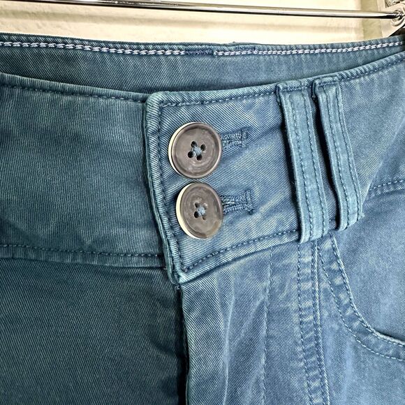 Pilcro Anthropologie Teal Wide Leg Pants 24T | High Rise Utility Cotton Blend - Picture 5 of 7